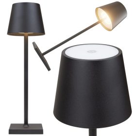   Asztali éjjeli vzeték nélküli usb lámpa állítható fényerővel, 38 cm, fekete