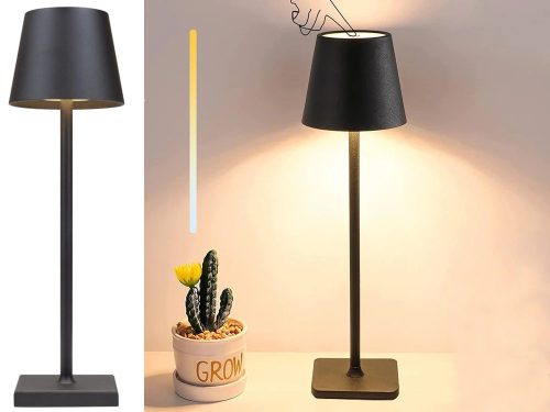 Asztali éjjeli vzeték nélküli usb lámpa állítható fényerővel, 38 cm, fekete