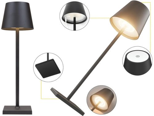 Asztali éjjeli vzeték nélküli usb lámpa állítható fényerővel, 38 cm, fekete