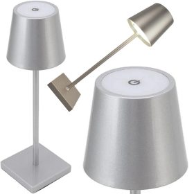    Asztali éjjeli vzeték nélküli usb lámpa állítható fényerővel, 38 cm, ezüst