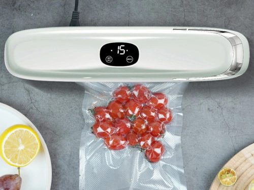 Konyhai vákuum csomagoló, élelmiszercsomagoló + 5 db vákuumzacskóval, fehér