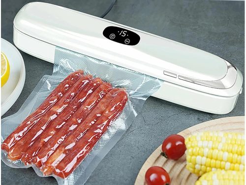 Konyhai vákuum csomagoló, élelmiszercsomagoló + 5 db vákuumzacskóval, fehér