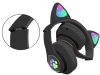 Cicafüles Vezeték Nélküli Bluetooth Fejhallgató RGB LED Világítással, Fekete