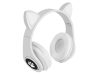  Vezeték nélküli fejhallgató bluetooth rádió fm mp3 cica füles led háttérvilágítással - fehér