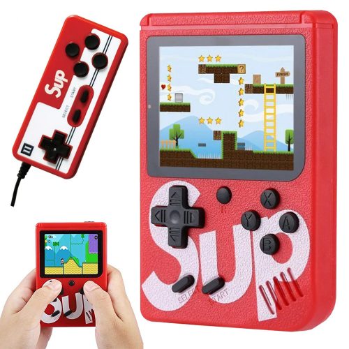 Retro mini hordozható játékkonzol 400 játék 3.0 - Tv-hez csatlakoztatható, piros