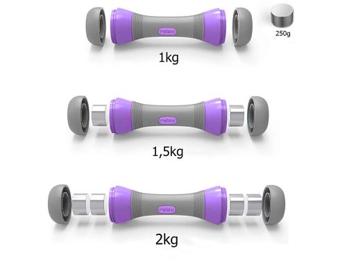  Állítható Súlyú Női Kézi Súlyzó Szett 2x2kg, Otthoni Edzéshez és Aerobikhoz, lila