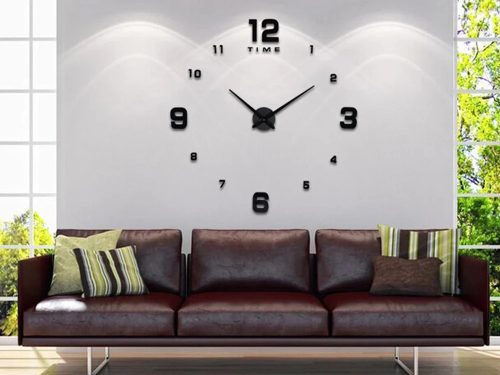 Matrica 3D Falióra nagy méretű 130 cm, csendes mechanizmus 12 számjegy, fekete