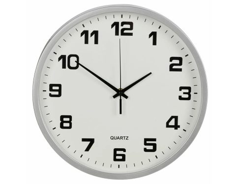Csendes falióra másodpercmutatóval, 30 cm, ezüst