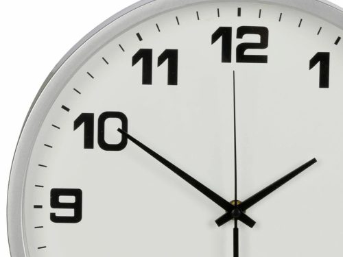 Csendes falióra másodpercmutatóval, 30 cm, ezüst