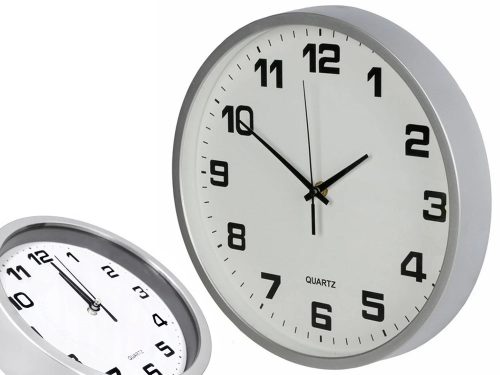 Csendes falióra másodpercmutatóval, 30 cm, ezüst