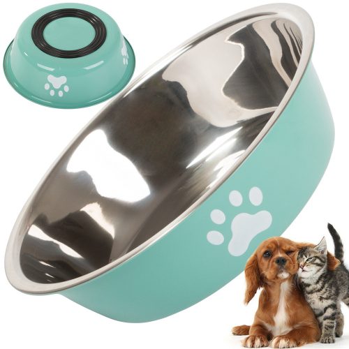 Kutya macskatáp vízi tál fémetális anti-slip pot nagy 700ml