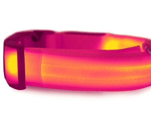 Állítható LED-es világító nyakörv kutyáknak és macskáknak, 59 cm, biztonságos esti sétákhoz