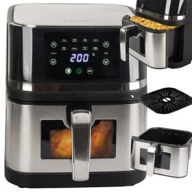   Nagyméretű zsírmentes forró levegős sütő, air fryer, 2400W, 8L - TOBI