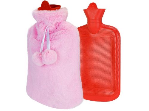 Meleg vizes palack plüsshuzattal, 1,7 l, rózsaszín
