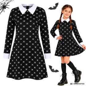   Wednesday Addams ruha, gyerek jelmez álruha farsangra, halloweenre 125-135 méret