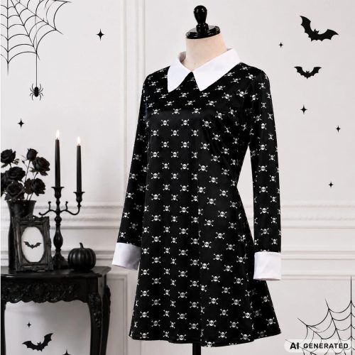 Wednesday Addams ruha, gyerek jelmez álruha farsangra, halloweenre 125-135 méret