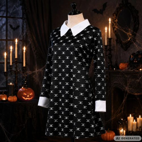 Wednesday Addams ruha, gyerek jelmez álruha farsangra, halloweenre 115-125 méret