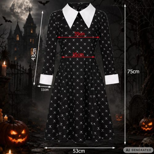 Wednesday Addams ruha, gyerek jelmez álruha farsangra, halloweenre 115-125 méret