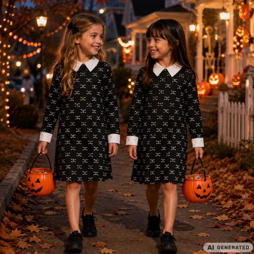 Wednesday Addams ruha, gyerek jelmez álruha farsangra, halloweenre 115-125 méret