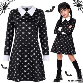   Wednesday Addams ruha, gyerek jelmez álruha farsangra, halloweenre 135-145 méret