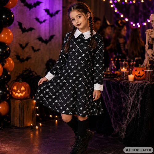 Wednesday Addams ruha, gyerek jelmez álruha farsangra, halloweenre 135-145 méret
