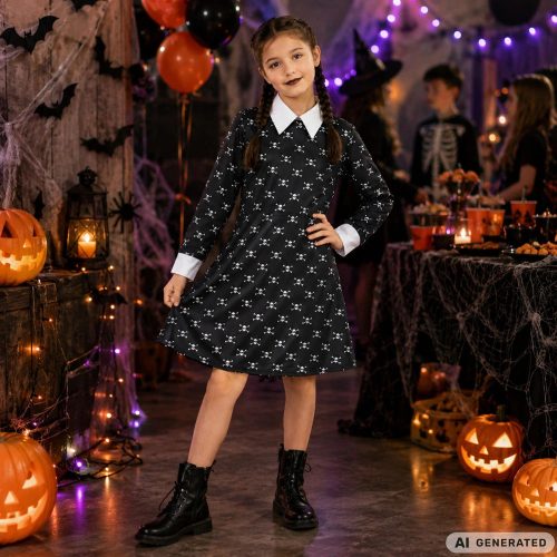 Wednesday Addams ruha, gyerek jelmez álruha farsangra, halloweenre 135-145 méret
