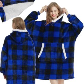 Meleg vastag oversize takaró xxl 2in1 kapucnival, kockás