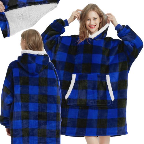 Meleg vastag oversize takaró xxl 2in1 kapucnival, kockás