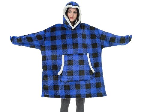 Meleg vastag oversize takaró xxl 2in1 kapucnival, kockás
