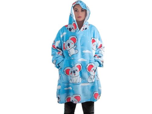 Meleg koala pulóver takaró oversize xxl 2in1 vastag szőrme puha kapucnival