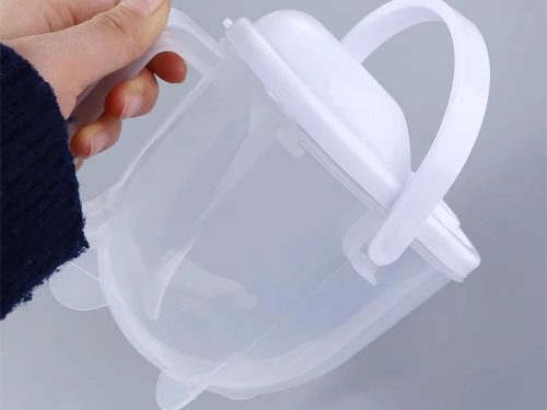 Műanyag rizsmosó tál beépített szűrővel és fogantyúval – Fehér
