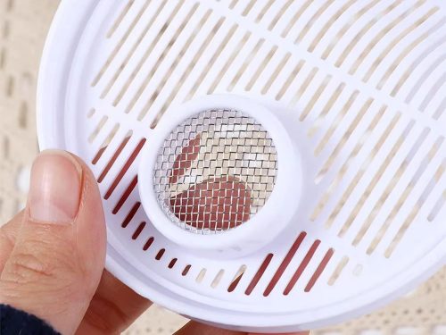 Műanyag rizsmosó tál beépített szűrővel és fogantyúval – Fehér