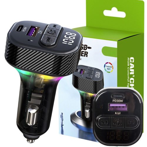 Autós adóvevő fm mp3/wma usb a+usb c 30w kéktooth 5.3 led qc 3.0