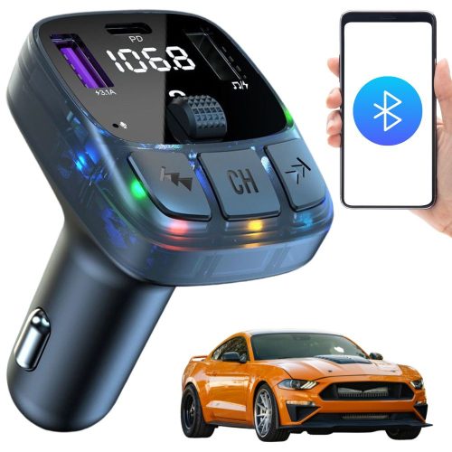 Fm mp3 mp3 mp3 transmitter volume 2 x usb + usb c kéktooth 5.3 lcd 12v