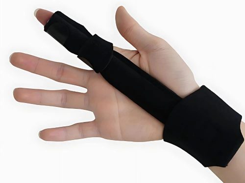 Ujj- és csuklórögzítő sín tépőzárral, 24 cm, fekete
