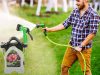 Kerti tömlődob készlet 10 m tömlő, locsolófej - zöld