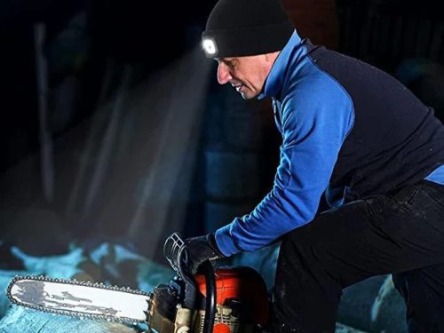 Őszi téli sapka LED újratölthető zeblámpával, 3 fény móddal, fekete