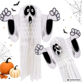   Felakasztható 3D hajtogatott papír Szellem Halloween dekoráció 51x43 cm