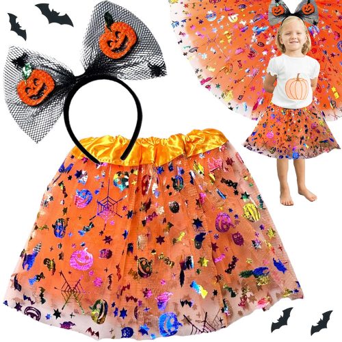 Halloween tök tüll szoknya fejpánt jelmez szett