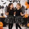 Pókhálós Halloween Jelmez Szett Lányoknak, tütü Szoknya, Szárny, Fejpánt és Varázspálca, 4 darabos