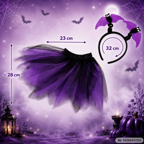 Halloween denevér szoknya fejpánt szett - Lila