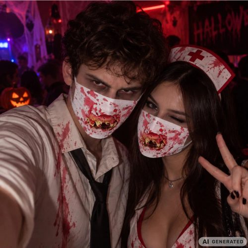 Halloween maszk véres fogakkal zombi horror jelmez