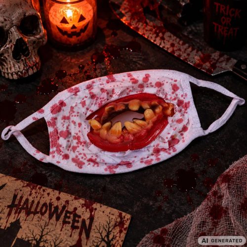 Halloween maszk véres fogakkal zombi horror jelmez