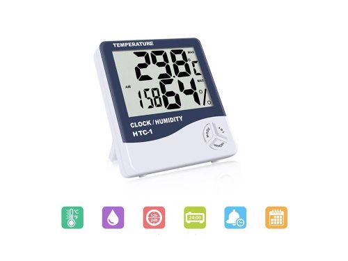 Elektronikus hőmérő és páratartalom-mérő órával, dátummal és riasztással