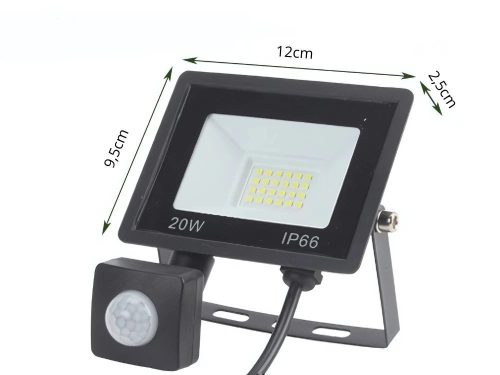 HALOGÉN REFLEKTOR LED 20W 6000K szürkület és napfelkelte érzékelővel, vízálló IP66