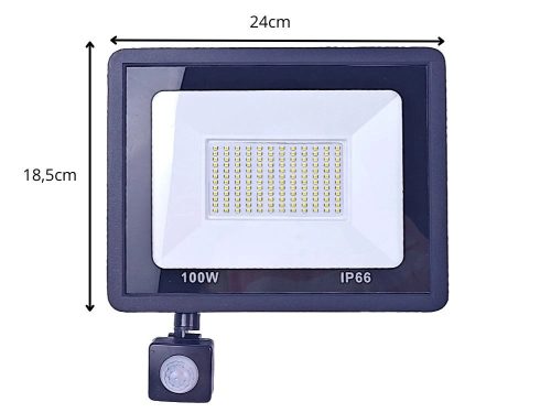 HALOGÉN REFLEKTOR LED 100W 6000K SZÜRKÜLET-FELKELTE ÉRZÉKELŐVEL IP66