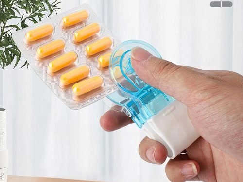 Kézi tablettakinyomó buborékcsomagoláshoz, kék-fehér