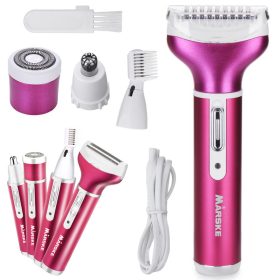   Női borotva és trimmer, 4 az 1-ben, USB, sötét rózsaszín