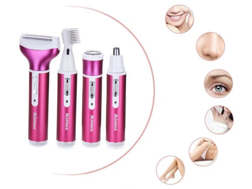 Női borotva és trimmer, 4 az 1-ben, USB, sötét rózsaszín