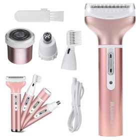   Női borotva és trimmer, 4 az 1-ben, USB, világos rózsaszín
